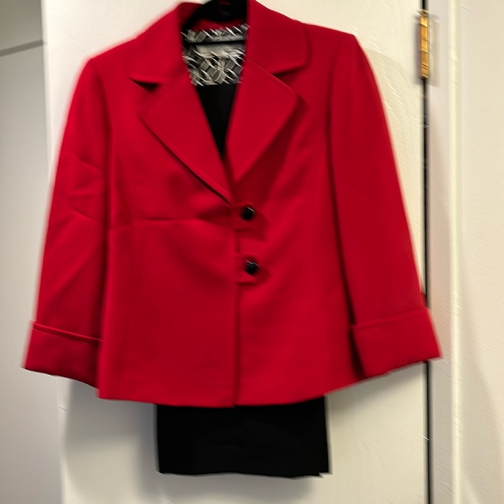 Dress pantsuit Red Jacket Black pants